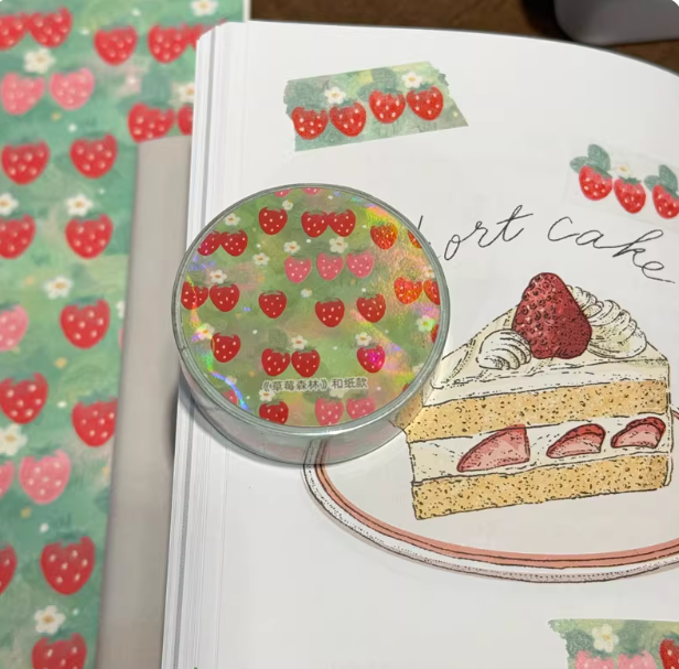 Washi Tape|Strawberry Forest - Whimsical Flowers & Salt-style Journal Decorative Tape