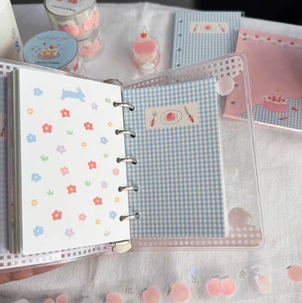 Journal|M5A7 Size Paper Refill – Cherry Cream, Powder Blue, Peach Check, Bunny, Pansy, Summer Pastel