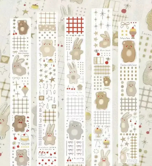 Assorted Washi Tape and Sticker Set for Planners/Scrapbooks | Mixed Journaling Supplies, Cute Stationery Collection