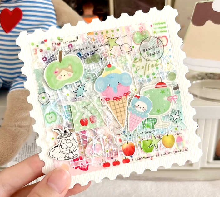 Paper Ephemera&Stamp Sticker Cards(10''×10")