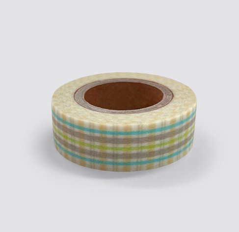 Korean Washi Tape Samples - Basic Grid & Line Patterns, Versatile Aesthetic Tape for Everyday Journaling