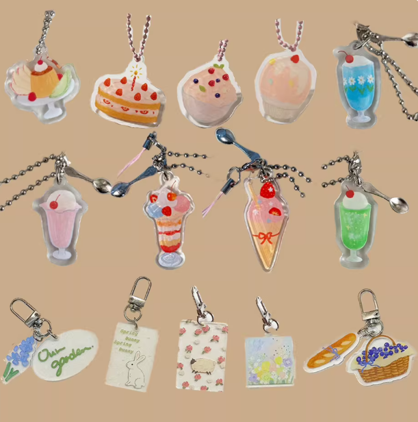 Charm|Acrylic Keychain Pendant - Cute and Versatile - Decorative Accessory for Girls' Bags, Notebooks, Phones, M5 Planners, with Ins Style