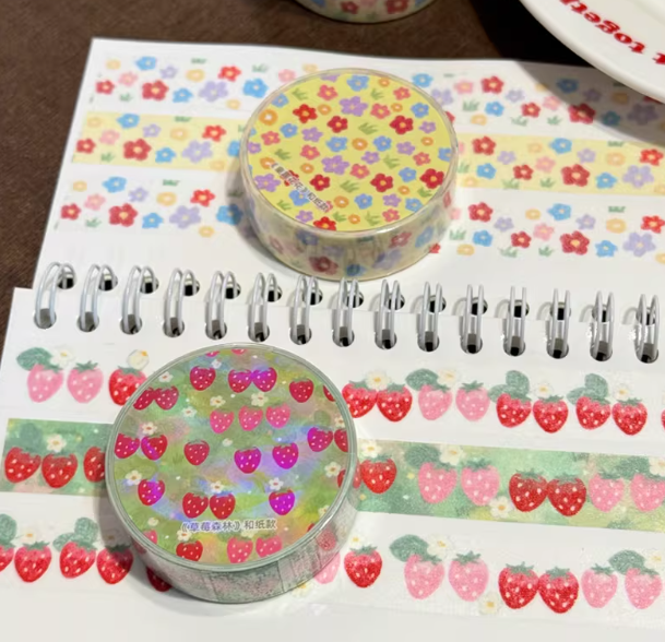 Washi Tape|Strawberry Forest - Whimsical Flowers & Salt-style Journal Decorative Tape