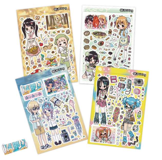 Sticker Sheet | Japanese Retro-style Phone Case Stickers Cute Anime Girl Character Decorative Stickers