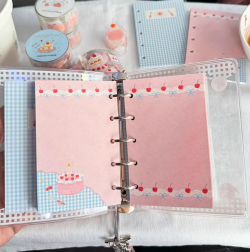 Journal|M5A7 Size Paper Refill – Cherry Cream, Powder Blue, Peach Check, Bunny, Pansy, Summer Pastel